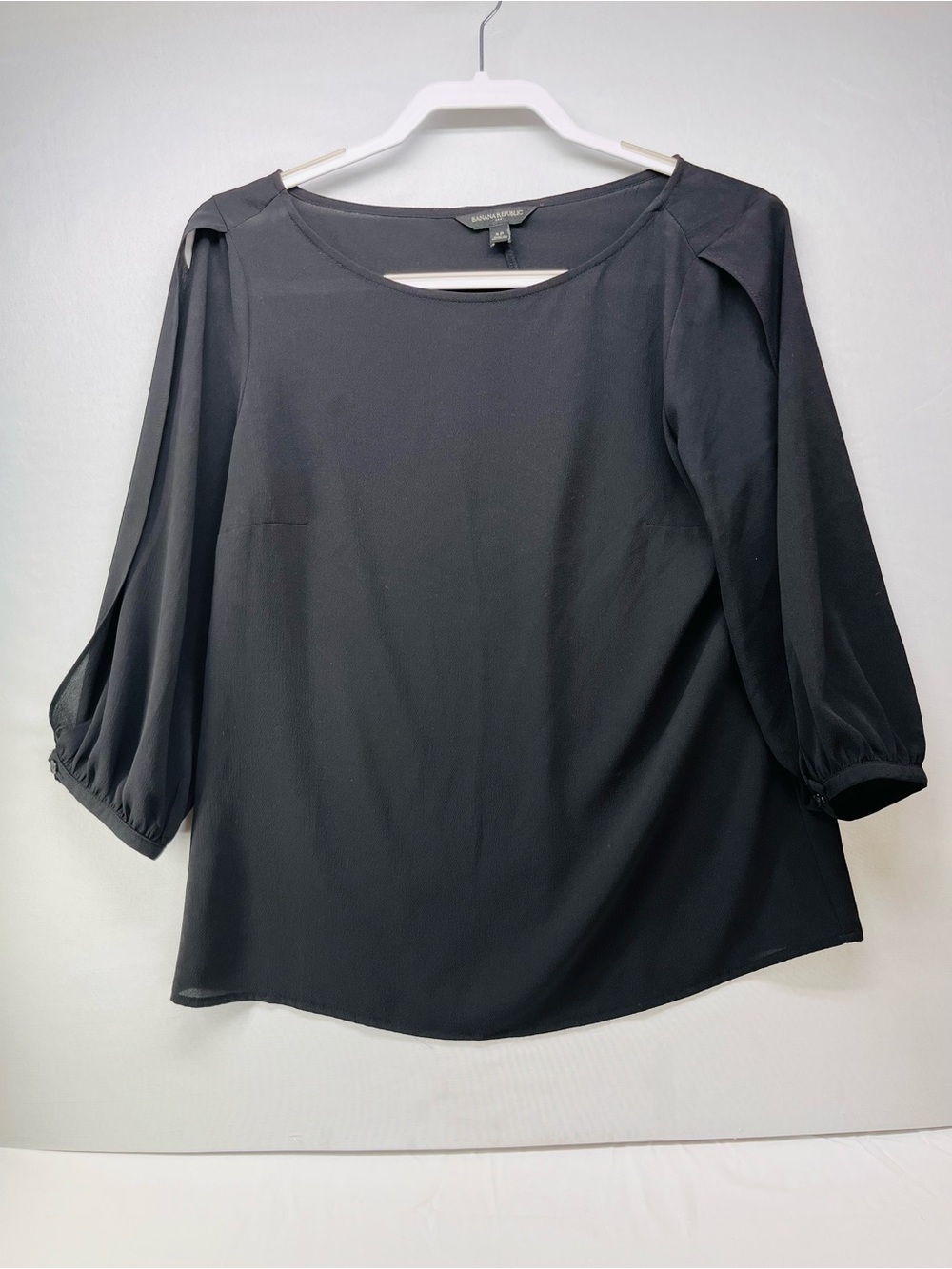 Banana Republic Black Boat Neck 3/4 Sleeve Blouse